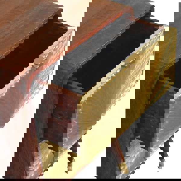 Artisan Furniture Solid Wood Avora Brass Embossed 2 Drawer Chestnut Nightstand