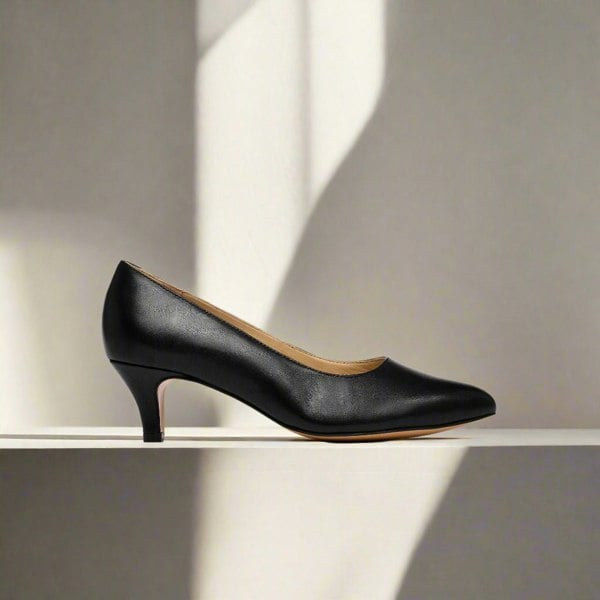 Ava black kitten heel side view