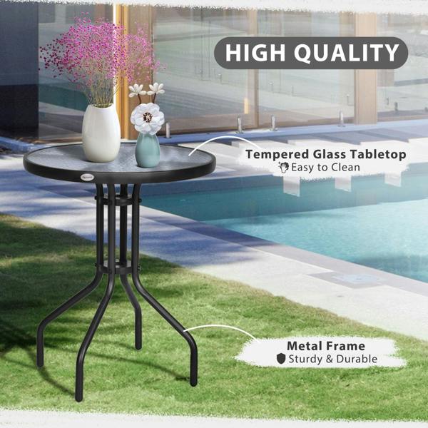 Wyld Haus Rano Metal And Tempered Glass Outdoor Garden Round Bistro Coffee Table
