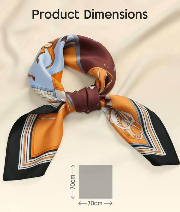 VIA MONTEN Women’s Faux Silk Triangle Scarf, Small Satin Neck Scarf Wrap with Retro Print for Daily Styling