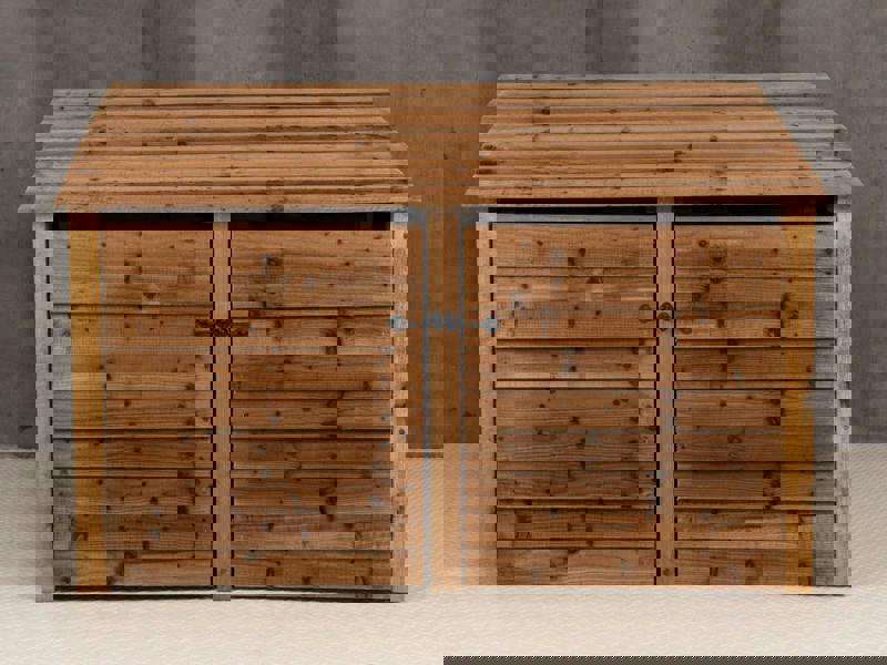 Arbor Garden Solutions Wooden Log Store with Doors and Shelf W-187cm, H-126cm or 180cm, D-88cm - Brown Finish