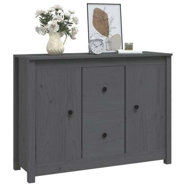 Berkfield Sideboard Grey 100x35x74 cm Solid Wood Pine