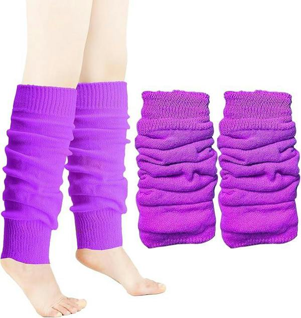 ATEK Womens 80s Leg Warmers Footless Slouch Socks Purple