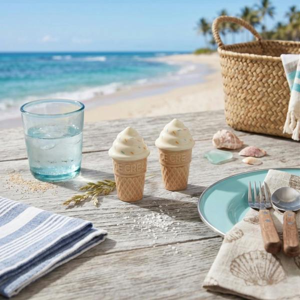 Kingsbury Gifts Sweet Treats Ceramic Ice Cream Cone Salt & Pepper Set