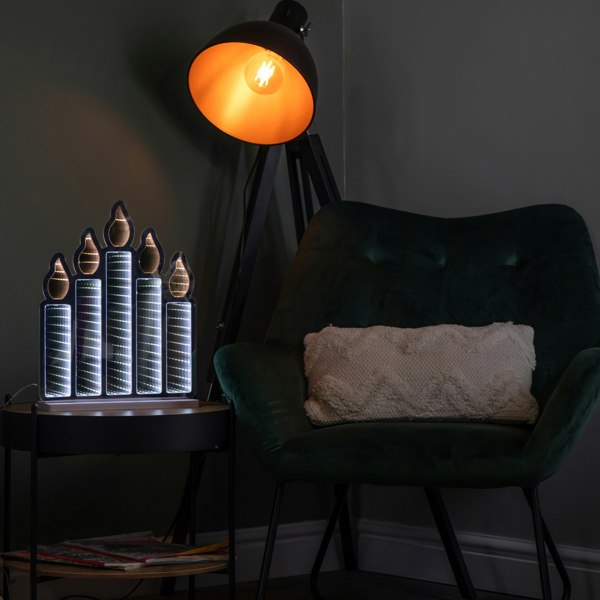 Samuel Alexander 40cm Light up Standing Candlebridge with Flickering Flame Christmas Infinity Mirror