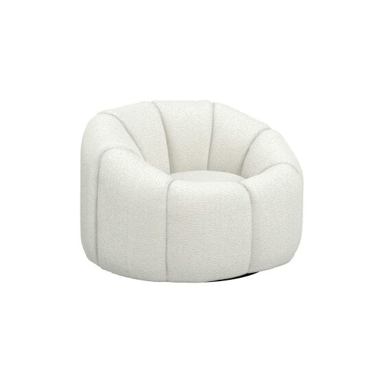 Wyld Haus Juniper Retro Upholstered Ivory Boucle Swivel Armchair