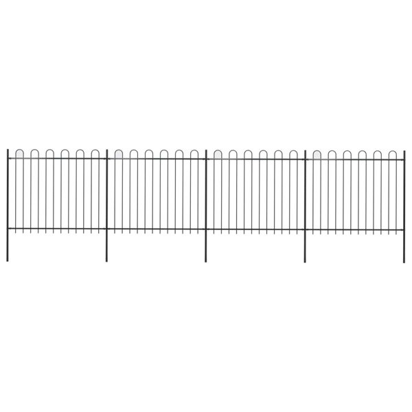 Berkfield Garden Fence with Hoop Top Steel 6.8x1.5 m Black