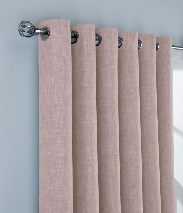 Smart Living Linen Look Blackout Eyelet Curtain - Blush