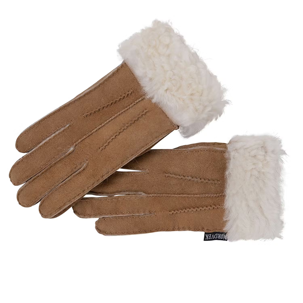 Nordvek Womens Sheepskin Gloves With Fur Cuff