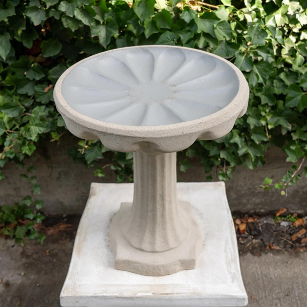 BLK Floral Sandstone Bird Bath