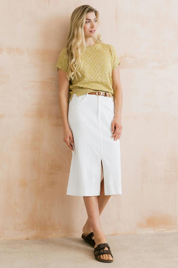 Lily & Me Lola Pointelle Knit Top Lime