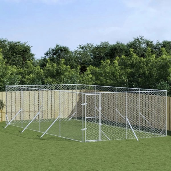 Berkfield Outdoor Dog Kennel Silver 4x8x2 m Galvanised Steel