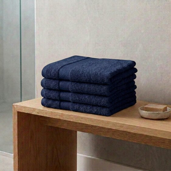 Vision V475 - 4 Pack 100% Cotton Face Cloths - Navy - Face Cloths - 100% Cotton