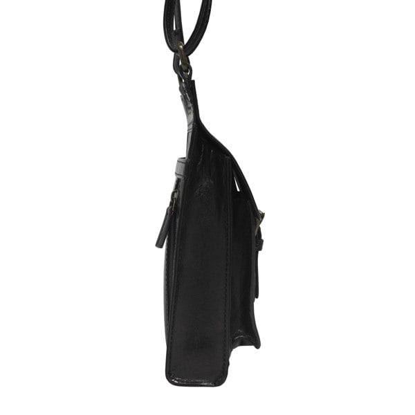 Real Hide Bags 'MYLA' Black Real Leather Mobile Phone Crossbody Bag