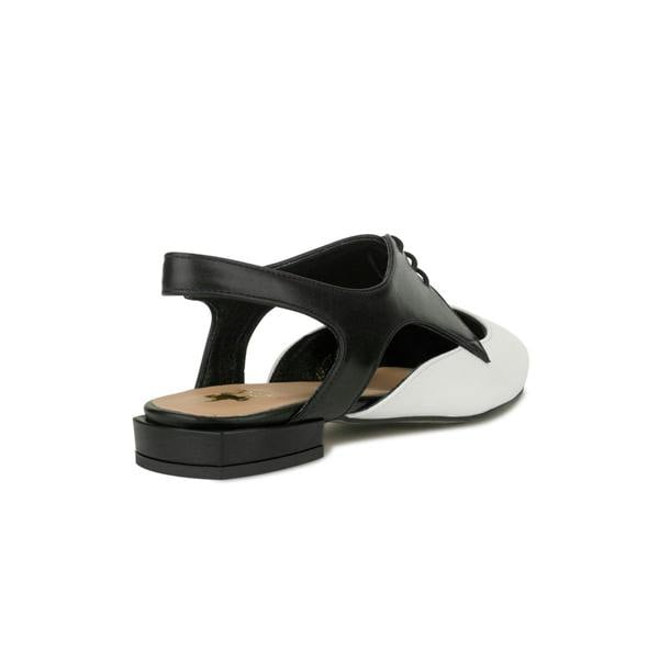 Embassy London Lim - Black & Cream - Women's cutout leather lace up slingback
