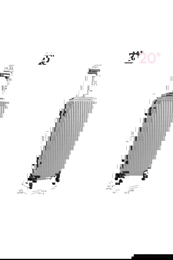 Living and Home Hardshell Spinner Wheel Luggage Travel Suitcase, 20" Silver
