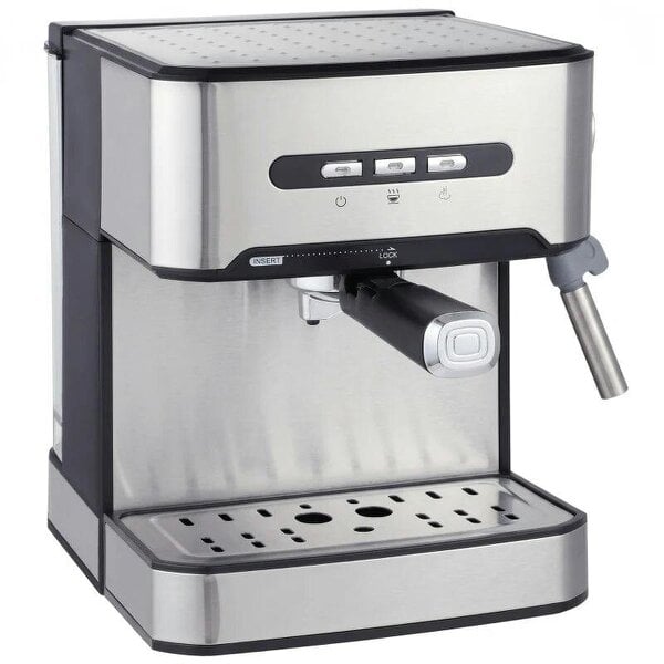 Espresso Machine, 20-Bar Semi Automatic Cappuccino Coffee Maker with Frother Wand, 1.6 L Water Tank, Black and Silver