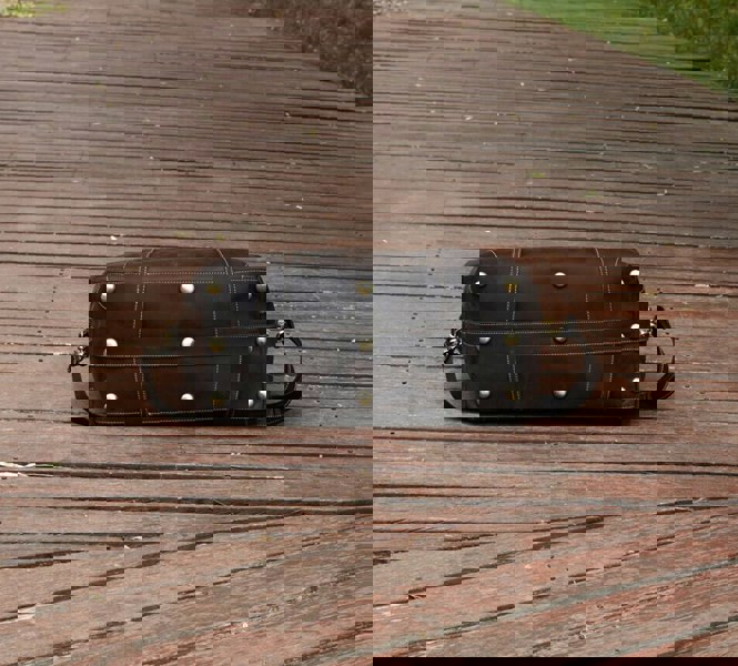 Touribag Classic Traveller Genuine Leather Holdall Dark Brown