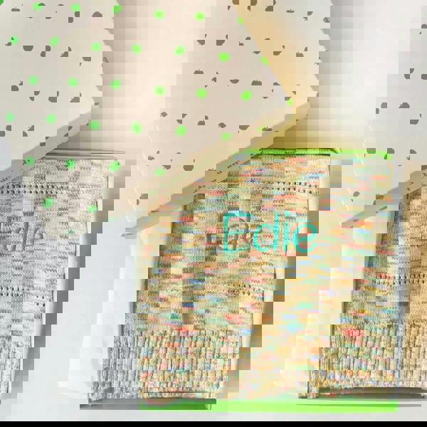 The Bonnie Mob Personalised Knitted Baby Blanket, Space Dye - Merry