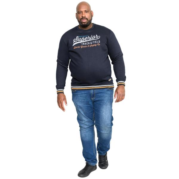 Duke Mens D555 Marlow Superior Track & Field Crew Neck Sweatshirt - Navy - 