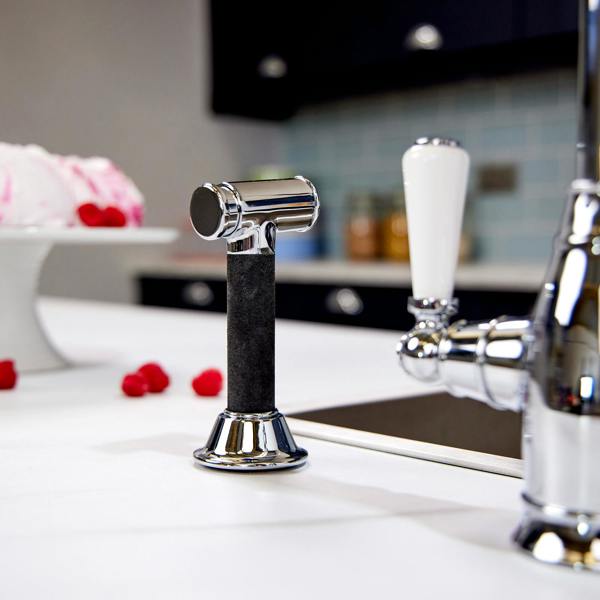 Flode Halden | Dual Lever Kitchen Sink Mixer Tap and Rinser with Swivel Spout | Polished Chrome Finish