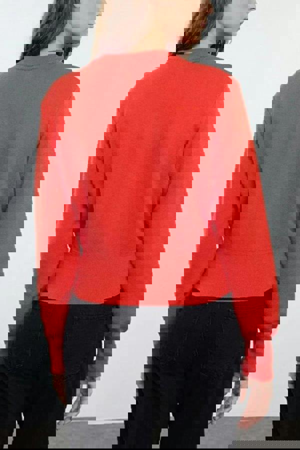 WOVCOR Premium Yarn Crop Knit Cardigan with Rose Button Detail