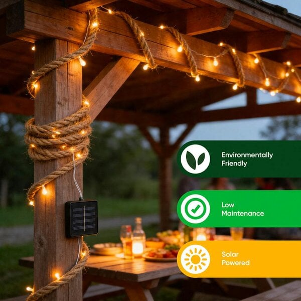 Gardenwize Solar Rope Lights – 4m Decorative LED Rope Light with 45 LEDs
