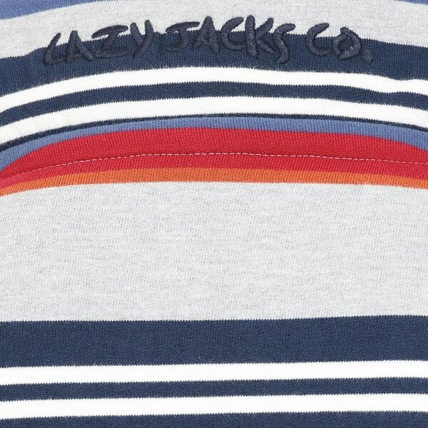 Lazy Jacks LJ40S - Men's Stripe Quarter Zip Sweatshirt - Grey Marle