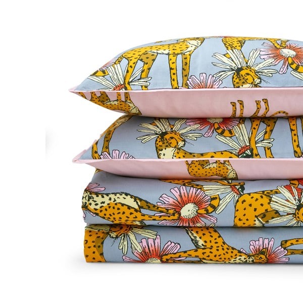 Their Nibs Untamed Cheetah Cotton Reversible Duvet Cover Set Grey