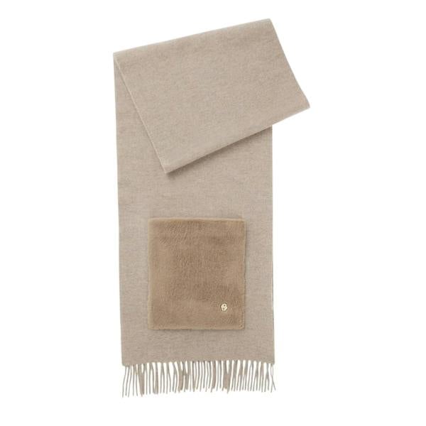 Boss Tassel Wool Blend Patch Pocket Scarf - Brown - 
