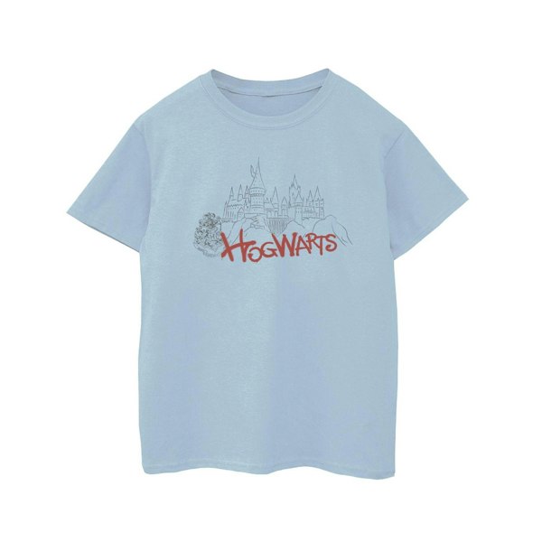 Harry Potter Girls Hogwarts Castle Spray Cotton T-Shirt - Baby Blue