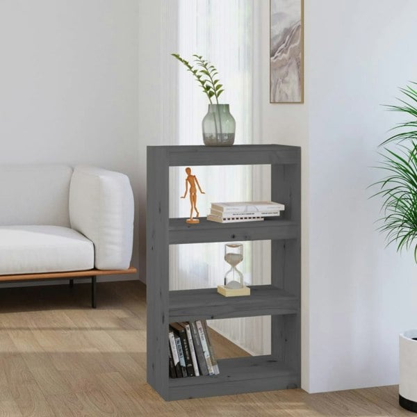 Berkfield Book Cabinet/Room Divider Grey 60x30x103.5 cm Solid Wood Pine
