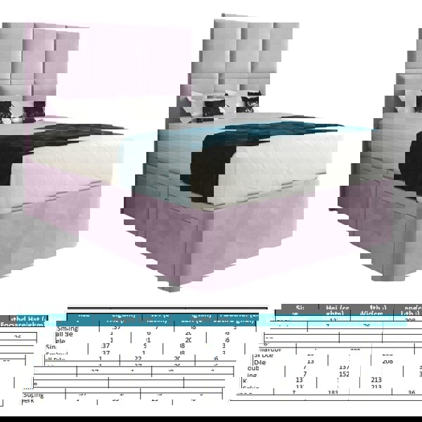 Casa Magna Caprio Upholserted Floorstanding Headboard With Divan Bed Frame - Pink