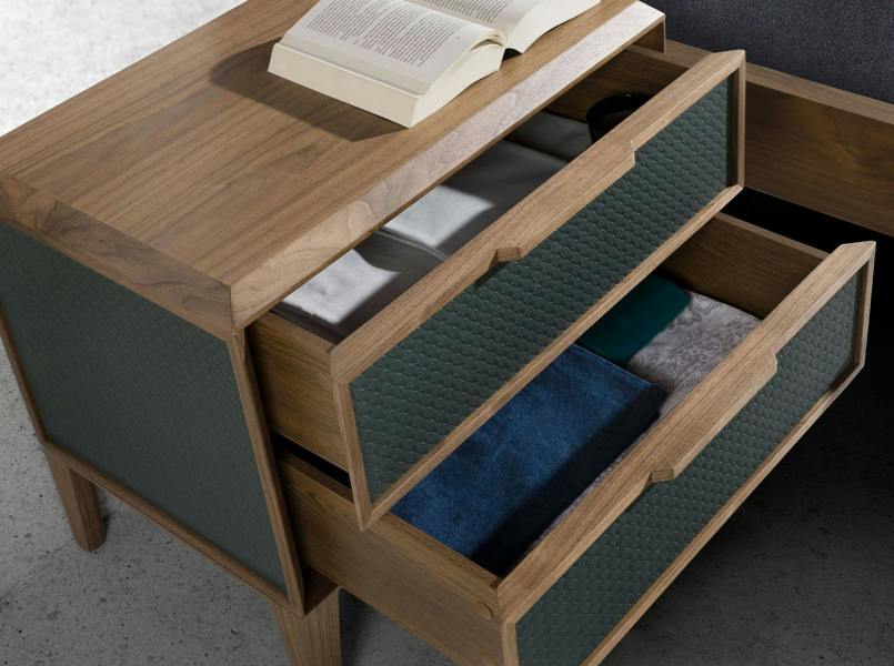 Angel Cerdá Dark green pvc and walnut bedside table 7149