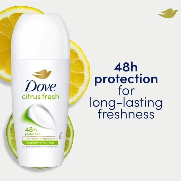 Dove Citrus Fresh Anti-Perspirant Roll On 50 ml, 48H Sweat & Odour Protection