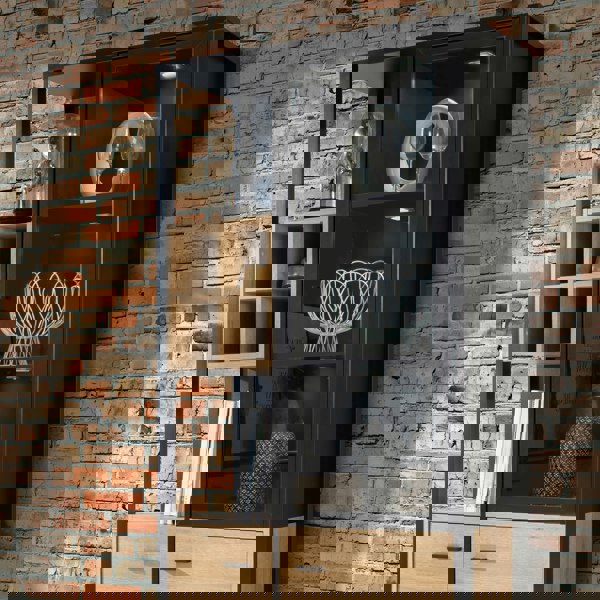 Furniture To Go High Rock Display Cabinet in Matt Black/Riviera Oak