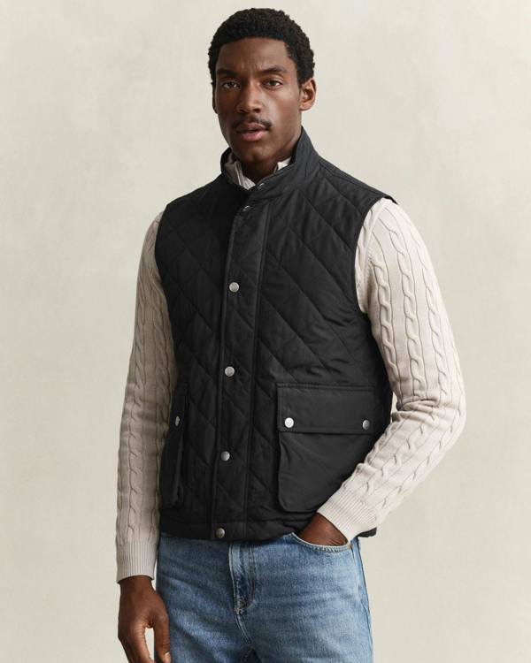 GANT Mens Quilted Vest - 5 Black | CHO | Designer Mens Quilted Gilets