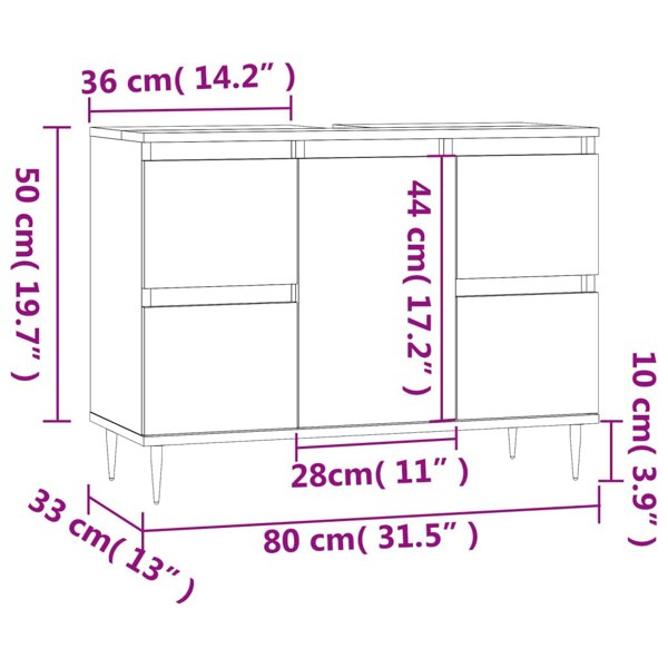 Berkfield Bathroom Cabinet Smoked Oak 80x33x60 cm Engineered Wood