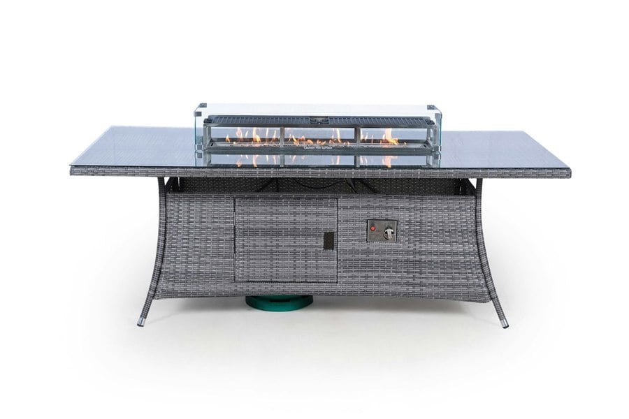 Giardino Fire Pit 8 Seater Rectangle Rattan Dining Table