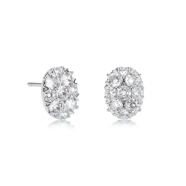 Zavana Silver Oval Shaped Stud Earrings with Cubic Zirconia Stones for Women