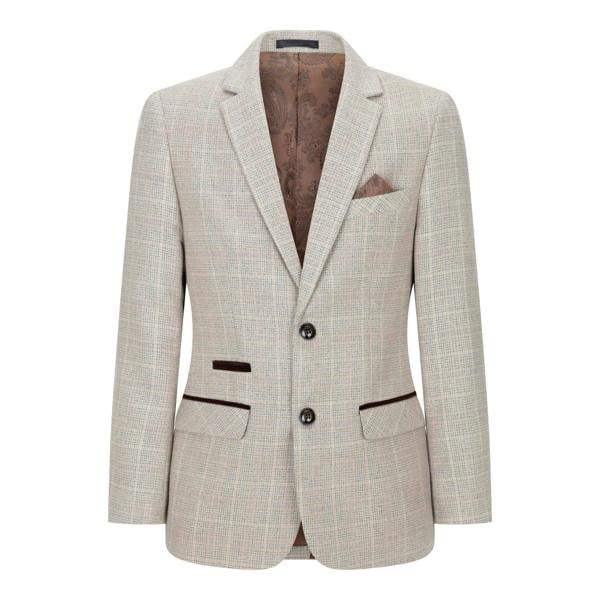 Paul Andrew Boys 3 Piece Beige Tweed Check Vintage Retro Suit