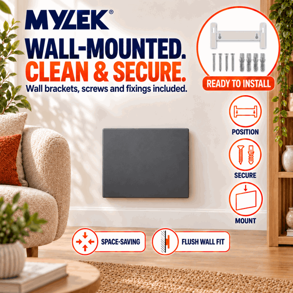 MYLEK Panel Space Heater 500W Eco Smart WiFi App Radiator Electric Slim Low Energy IPX4 rated