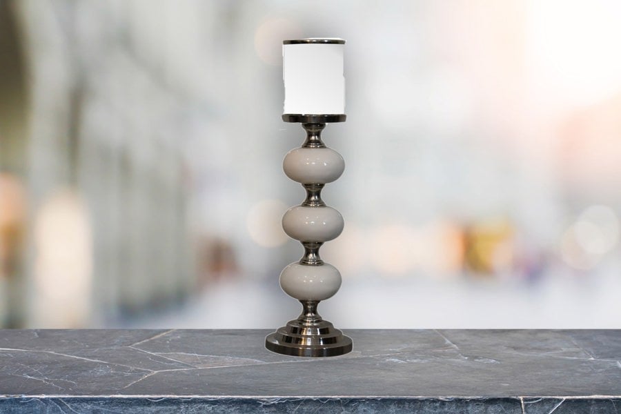 Artisan Furniture Chrome Bubble Candle Holder Set