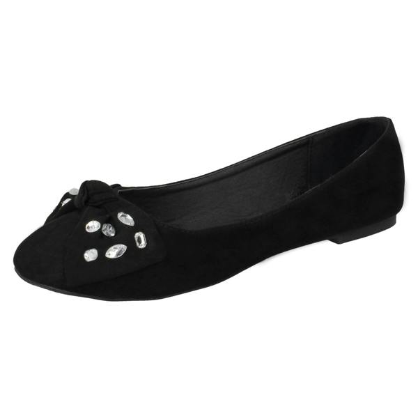 Spot On Ladies Spot On Jewel Bow Ballerina Shoes