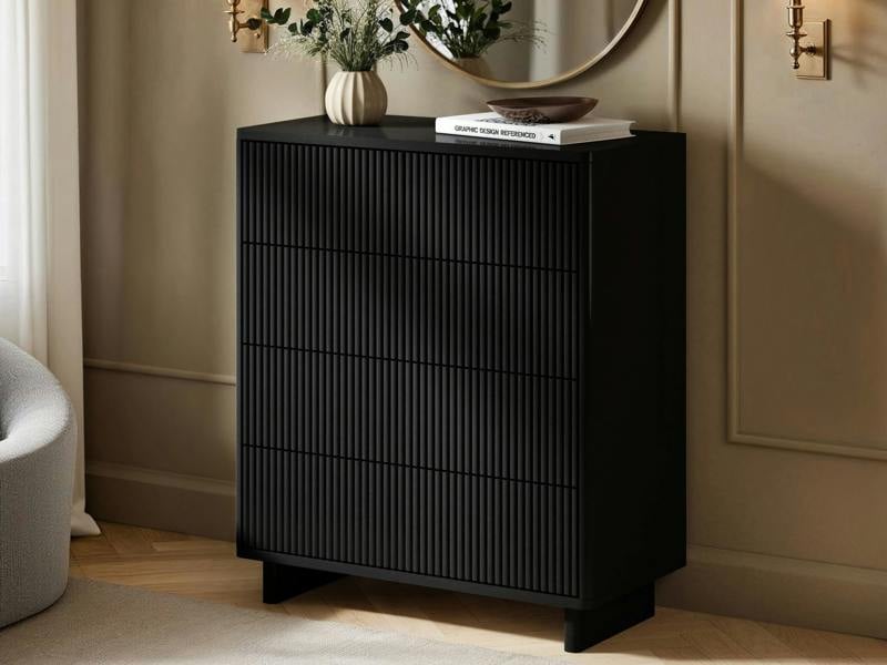 SOLACE+CO Velmor 2 Piece Ribbed Chest of Drawers Set Black