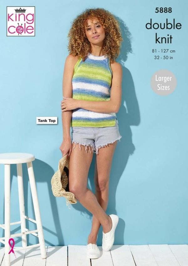 King Cole Tropical Beaches DK Knitting Pattern 5888, Tops for Women, 32 - 50 Inches