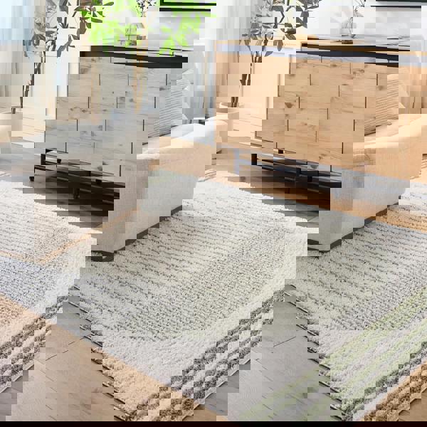 Livabliss Fossay Shag-Washable Beige Brown Green Grey Global High Pile Rug