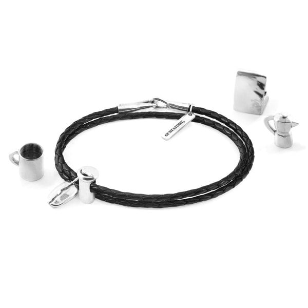 GUSTATORY Coffee Silver and Leather Bracelet Collection