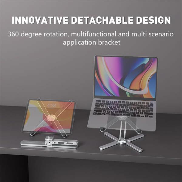 HAAY TOOLS Premium Aluminium Laptop Stand, Adjustable 360° Rotating Laptop Riser for Desk 10–18" MacBook, Dell, HP
