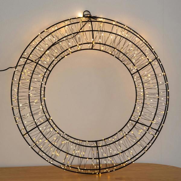 Samuel Alexander 50cm Light up 3D Metal Christmas Wreath with 720 Warm White LEDs